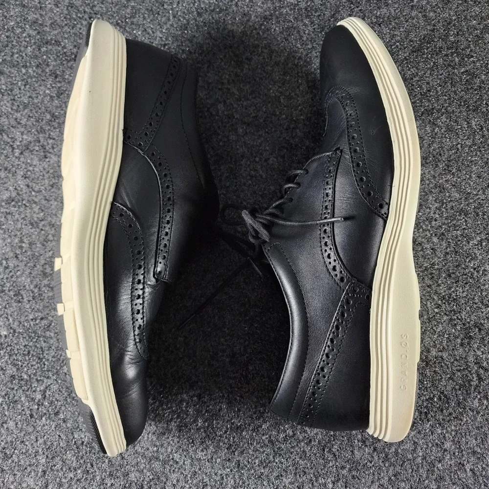 Cole Haan Grand.OS ZeroGrand Mens Black Leather Wingtip Oxford Shoes 11.5M - Picture 3 of 9